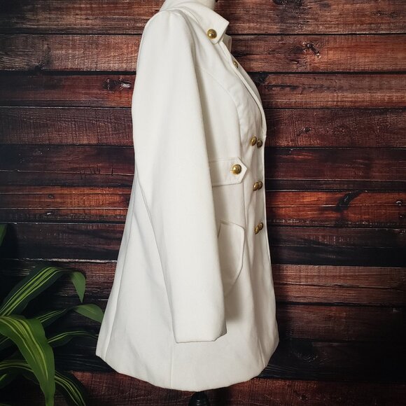 AGB White Double Breasted Coat Jacket Womens Large Lined Pockets - Picture 3 of 10